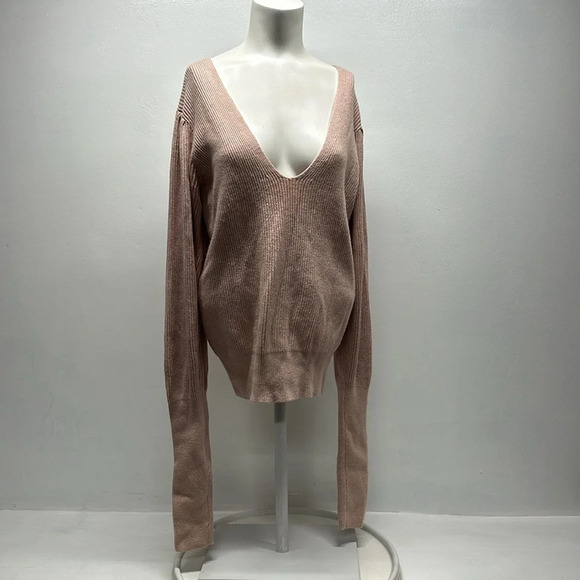 Free People Gingersnap Sweater Tunic Knit Long Sleeve V-Neck Pink Rose Small - Picture 2 of 10